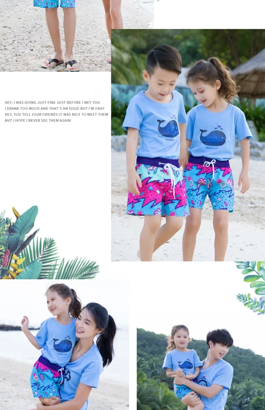 Quần đi biển dành cho phụ huynh-trẻ em nhanh khô rộng cỡ lớn năm quần Phiên bản Hàn Quốc của quần short hoa kỳ nghỉ bên bờ biển nam và nữ những người yêu thích tuần trăng mật - Quần bãi biển 	bộ quần áo đi biển gia đình	