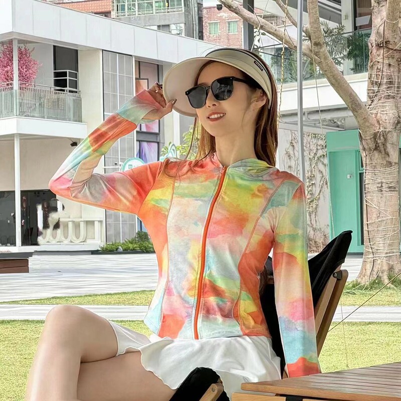 Women's Sun Protection Clothing Hooded Jacket Quick-Drying Long-Sleeved Spring and Summer Running Tennis Badminton Sports Mountaineering Travel Sun Protection Shirt