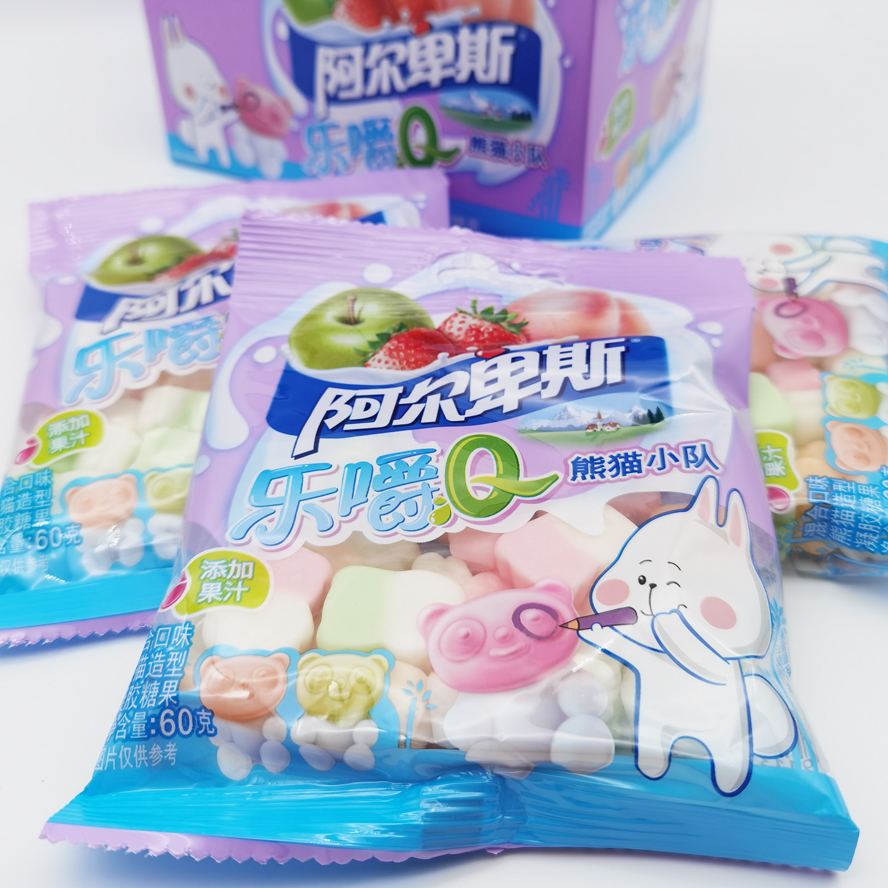 Alpine chewy Q Panda Squad Little Yellow Man juice Soft Sugar 60g * 10 Bag Fun Paradise Cartoon Styling