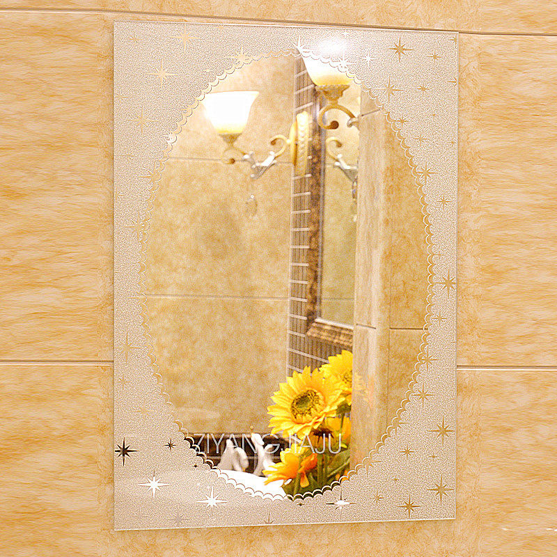 Bathroom mirror Hole-free powder room wall-mounted mirror Toilet vanity glass mirror Wash bathroom half-body mirror Wall-mounted mirror