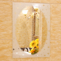 Bathroom mirror hole-free bathroom wall mirror Toilet dresser Glass mirror Wash bathroom half mirror Wall mirror