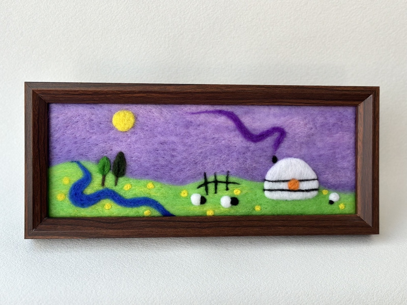Wool Felt Rectangular Painting, Wool Felt Artwork, Wool Felt Table Decoration, Wool Felt Gift
