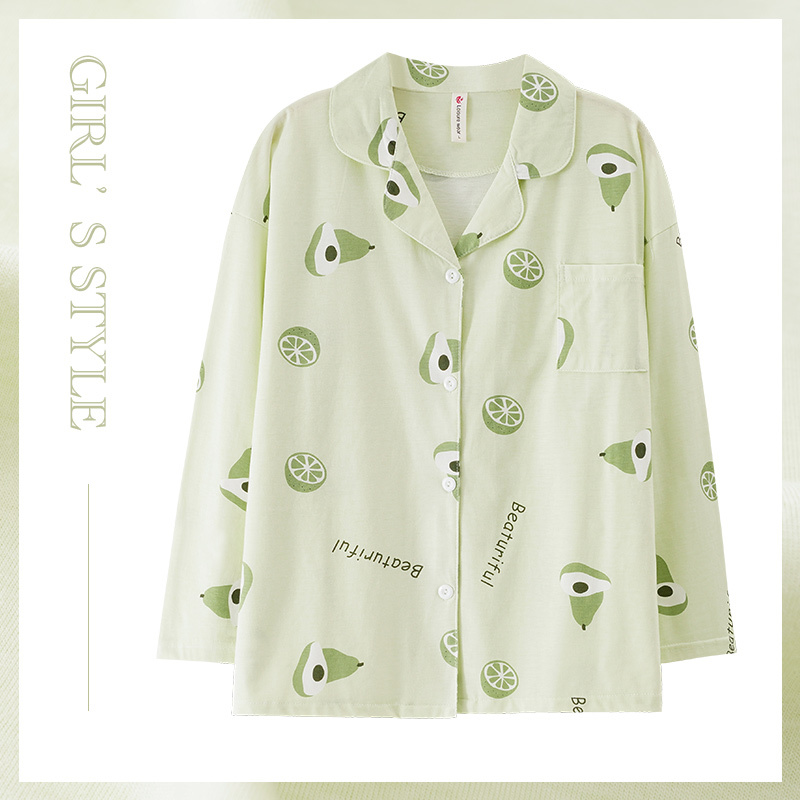 2026 New Women's Pajama Top, Autumn Pure Cotton Long-Sleeve Collared Shirt, Spring and Autumn Loungewear Top, Single Piece
