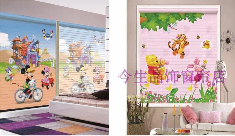 Шторы рулонные 3d打印香格里拉帘卷窗帘双层遮阳卧室客厅儿童公主房阳台定制图案