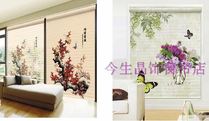 Шторы рулонные 3d打印香格里拉帘卷窗帘双层遮阳卧室客厅儿童公主房阳台定制图案