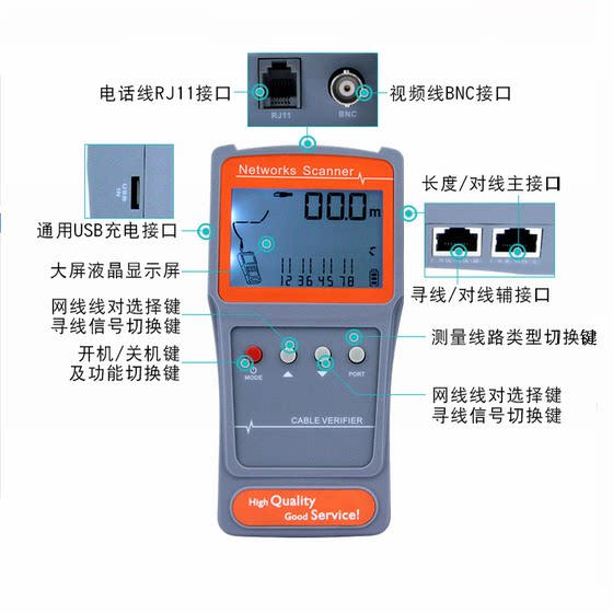 Aiboxiang PK653A+/B+/C+ 네트워크 케이블 중단점 길이 테스터 라인 파인더 간섭 방지 라이브 라인 순찰 장비