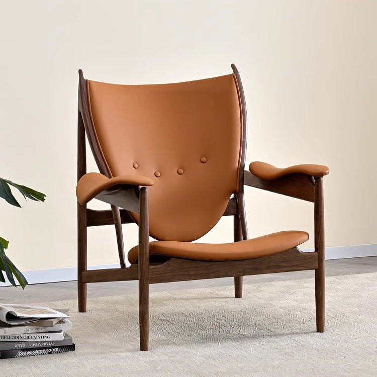 Chieftain Chair North American Black Walnut Wood Leisure Chair Solid Wood Armchair Designer Style Single Balcony Leisure Lazy Chair