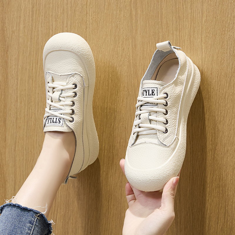 Plus-Size Women's Shoes Size 40-41, Genuine Leather White Sneakers, Fashionable Casual Genuine Leather Soft-Soled Shoes, Cute and Quirky Women's Sneakers Plus-Size Women's Shoes Size 40-41, Genuine Leather White Sneakers, Fashionable Casual Genuine Leather Soft-Soled Shoes, Cute and Quirky Women's Sneakers