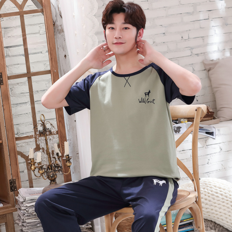 Mùa hè quần mens tuổi teen pajama ngắn tay quần áo sinh viên quần cotton mùa hè váy cartoon trung học nhà nửa tay áo phù hợp.