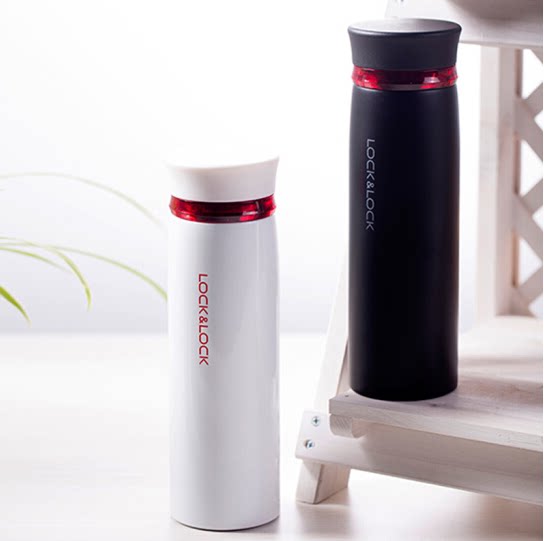 Lock & Lock Stainless Steel Insulation Cup Fit Rotary Cover Lightweight Cup 450ml Black Red LHC4131BKR