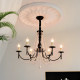 French Retro Living Room Chandelier, Black Mid-Century Style Candle Hall Main Light, American Restaurant Romantic Pearl Bedroom Light