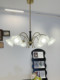 French Retro Living Room Chandelier, Vintage American Country Style Floral Glass Dining Room Simple Bedroom Lighting Fixtures