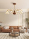 Living Room Chandelier, French Mid-Century Style, Walnut Color, Elegant Room Light, American Retro Vintage Hall Lighting