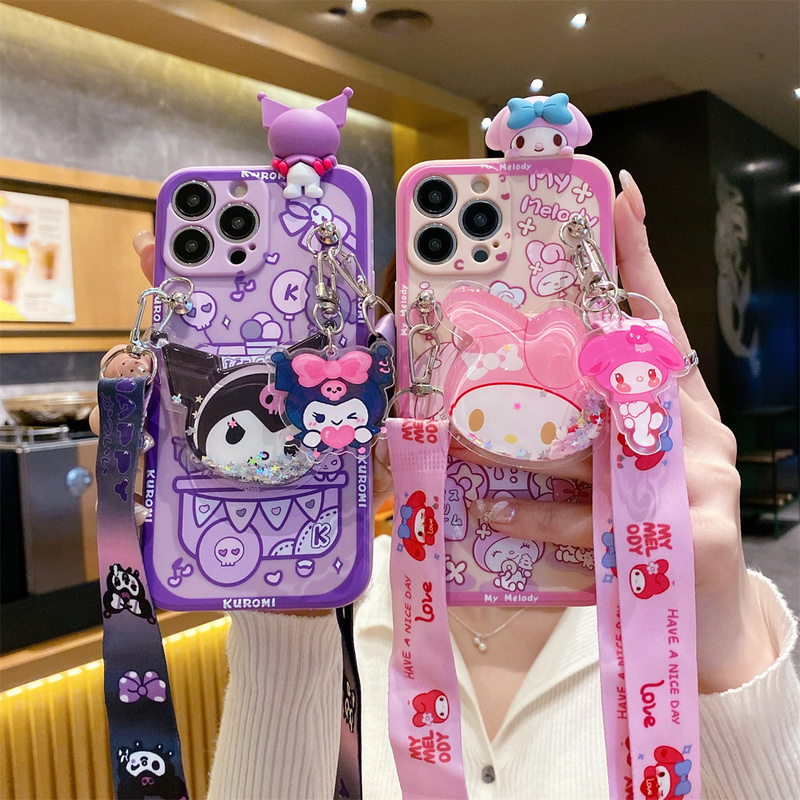 Suitable for Apple 5 Phone Case, New Girl's Style iPhone 5S Ice Cream Garage Lomi I6 Crossbody Strap 6S My Melody I7 with Neck Strap 7P Anti-Drop I8 Best Friend 8P Student X Protective Case