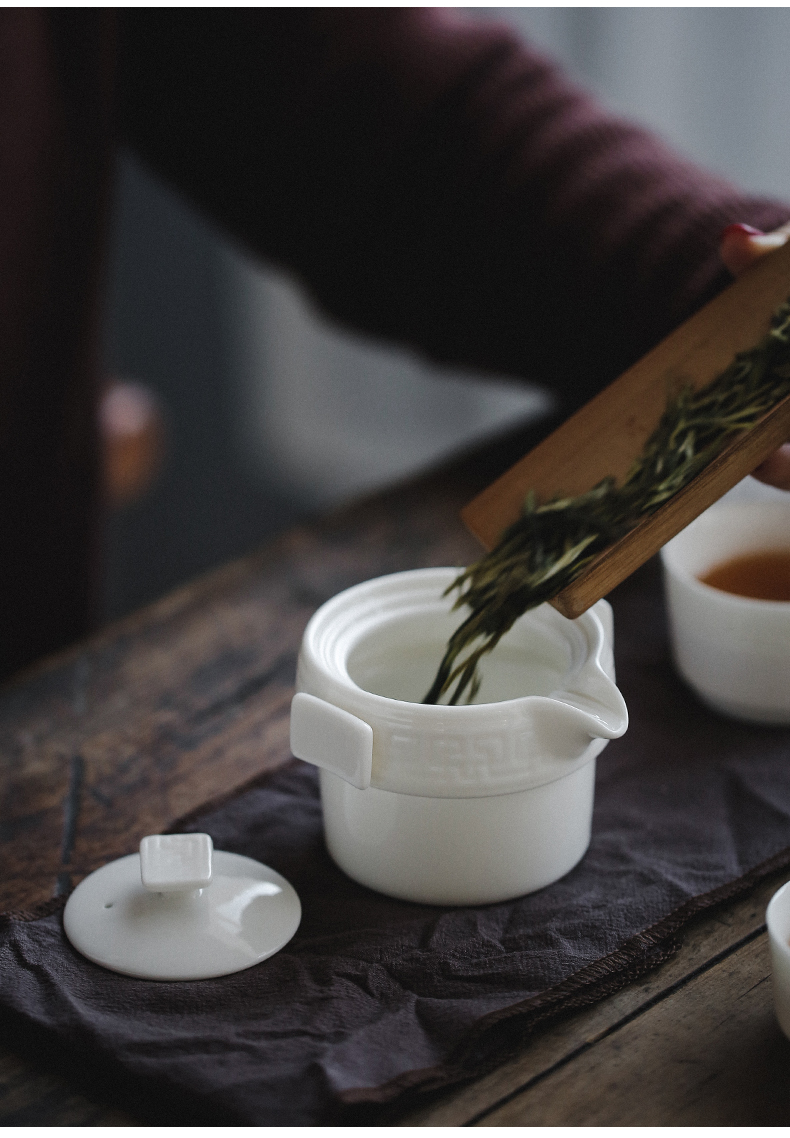 Travel porcelain heng tong kung fu tea set to crack a pot of three cups of is suing contracted portable bag white porcelain teapot