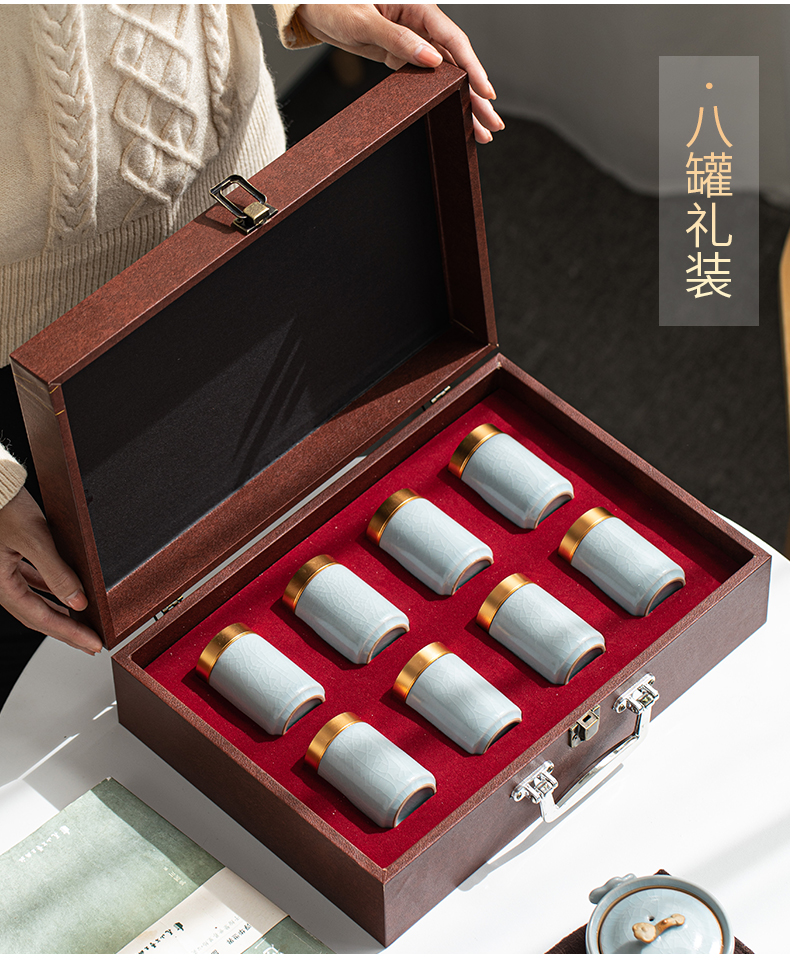 Constant cousin up porcelain tea pot small portable mini high - grade gift boxes sealed as cans household storage tank tea boxes