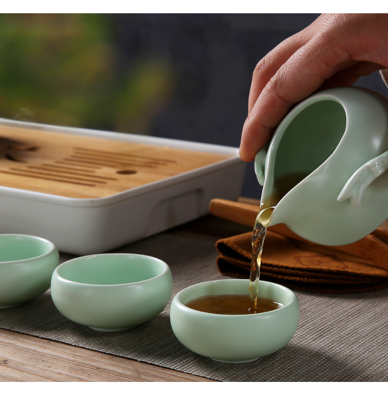 Porcelain heng tong portable travel kung fu tea set crack cup a pot of 24:27 and cup dried tea plate of car travel