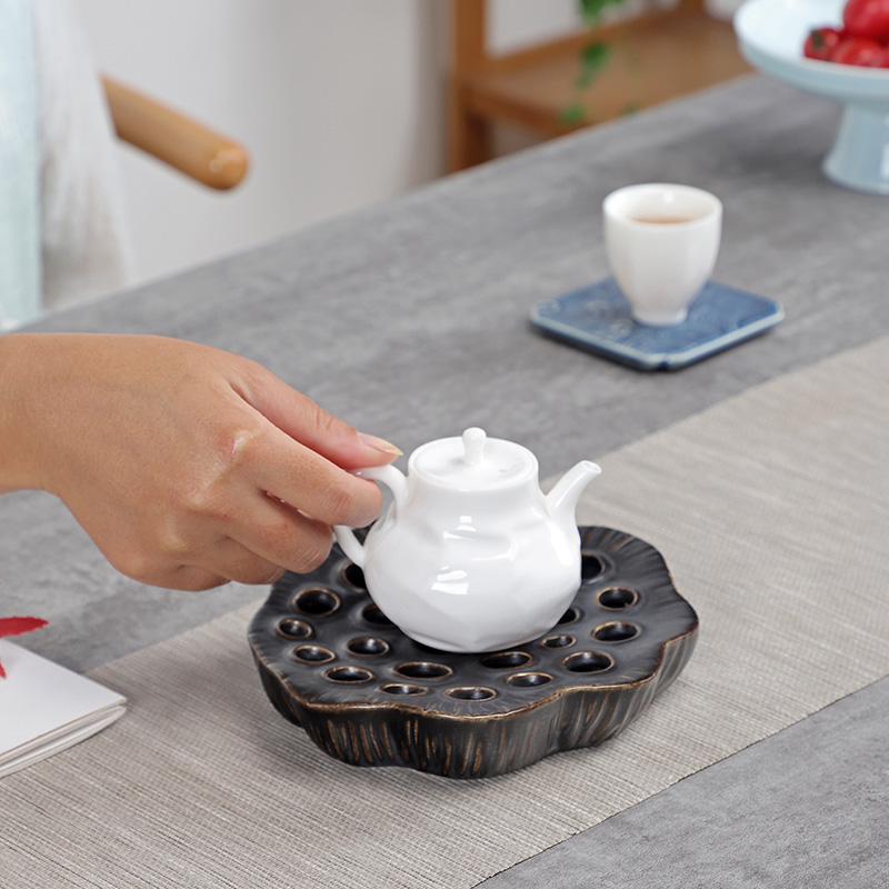 Porcelain heng tong ceramic lotus tea pot bearing pad household kung fu tea set insulation pad tea accessories creative mat