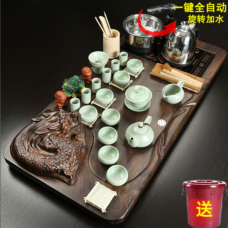 A complete set of automatic tea set purple ice crack kung fu tea set automatically sheung shui contracted household tea tea tray