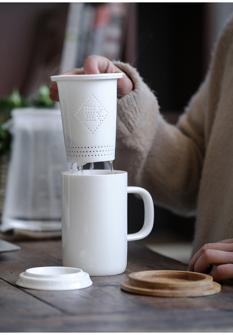 Dehua white porcelain porcelain constant hall glass ceramic keller large capacity filter office personal meeting make tea cup