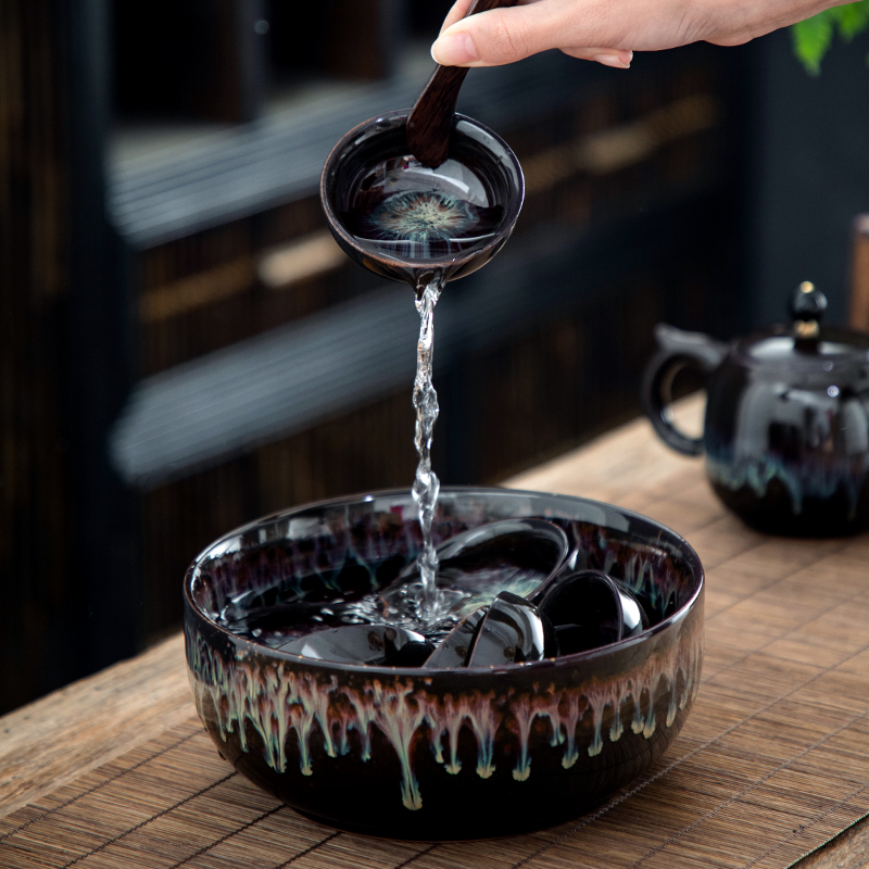 Constant hall of placer gold glaze porcelain kung fu tea set built one variable teapot teacup household whole red glaze