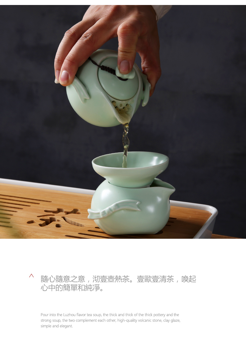 Porcelain heng tong portable travel kung fu tea set crack cup a pot of 24:27 and cup dried tea plate of car travel