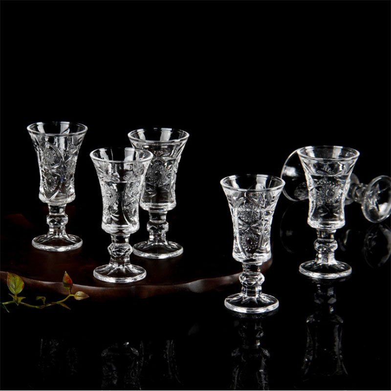 Porcelain heng tong glass wine cup suit creative household six small shot glass crystal tall shot glass