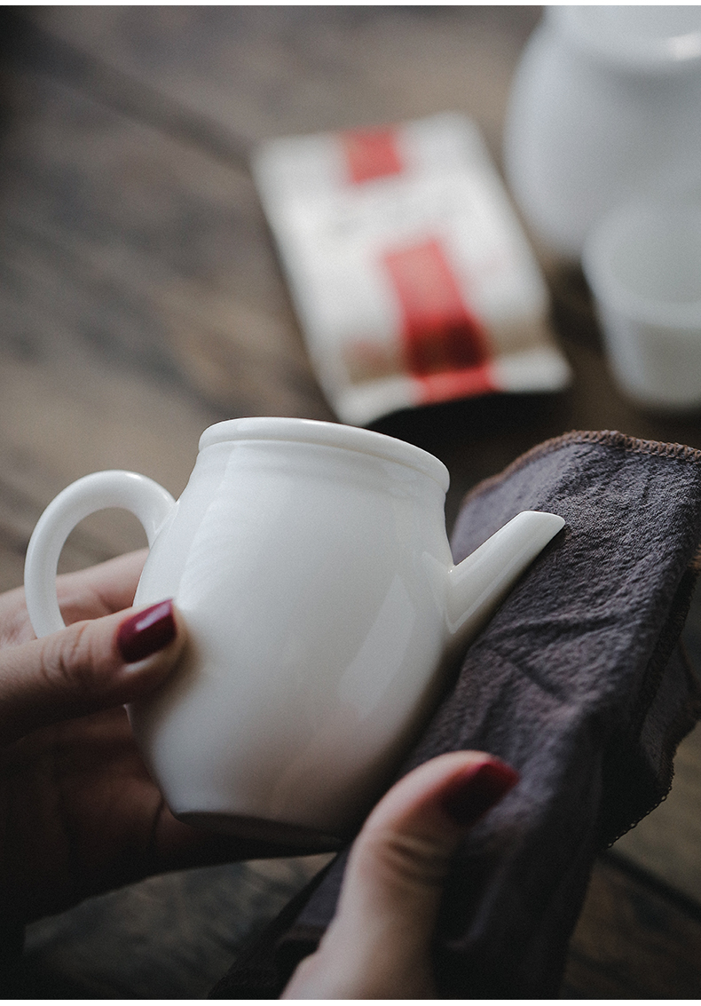 Dehua white porcelain travel small kung fu tea set a pot of four cups of portable crack cup teapot teacup is suing tourism