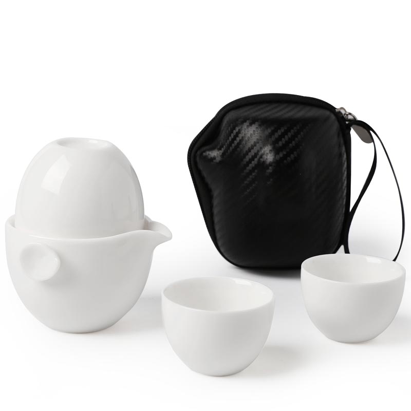 White porcelain porcelain constant hall travel small kung fu tea sets tea cups, portable bag type crack cup teapot is suing tourism