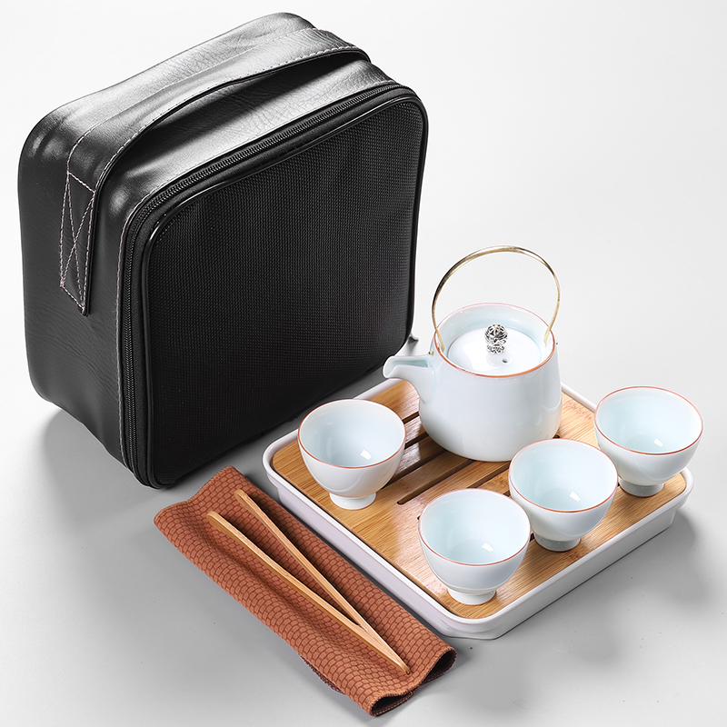 Travel porcelain heng tong kung fu tea set vehicular Travel a pot of four cups of portable bag home dry tea tea tray