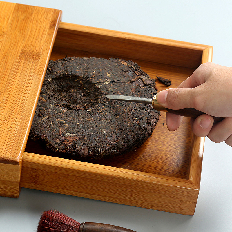 Porcelain heng tong pu 'er tea spare parts knife YangHuBi kandy ebony hua limu tea brush double use