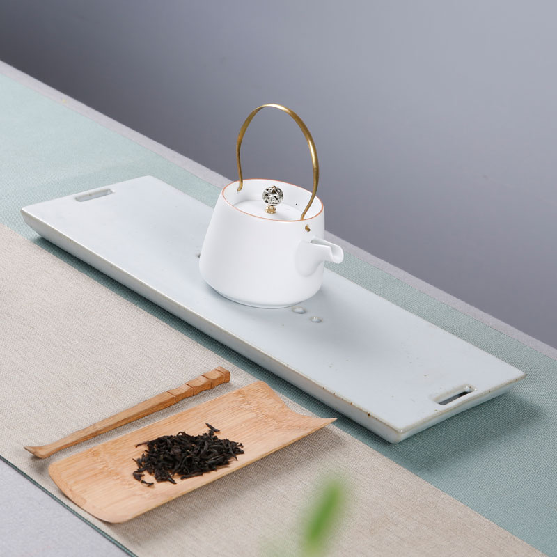 Porcelain heng tong coarse pottery tea tray rectangle ceramic tea dry sets of kung fu tea set household water storage tray bearing pot