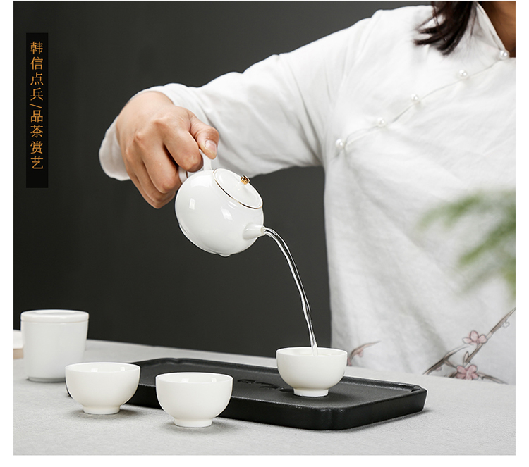 White porcelain teapot teacup Japanese porcelain constant hall to crack a pot of kung fu tea set three cups of portable package travel