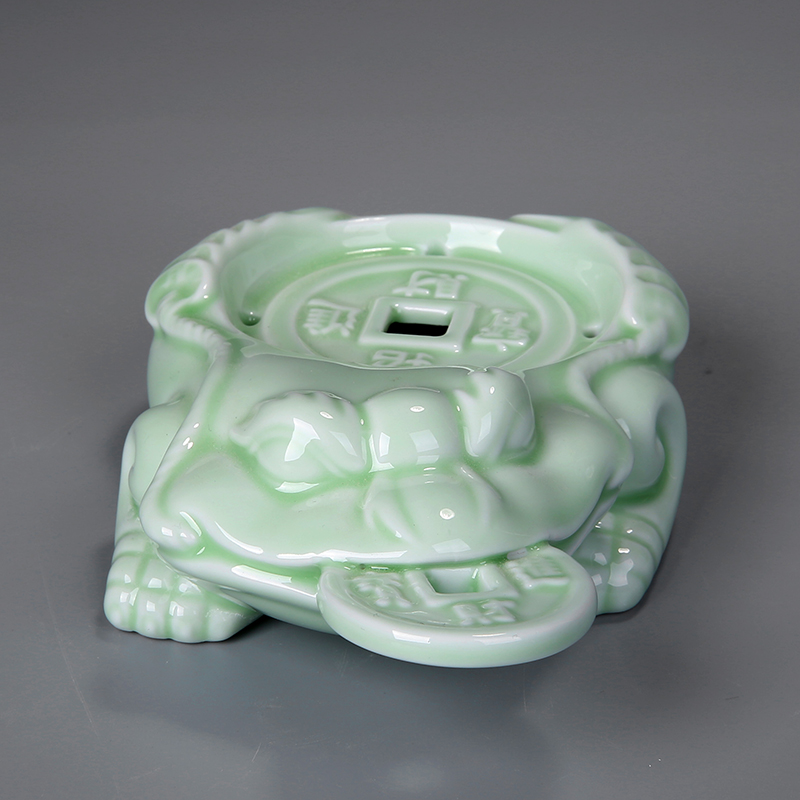 Longquan celadon porcelain constant hall lucky spittor pot bearing pot pad and ceramic pot of tea pet furnishing articles tea pot holder frame