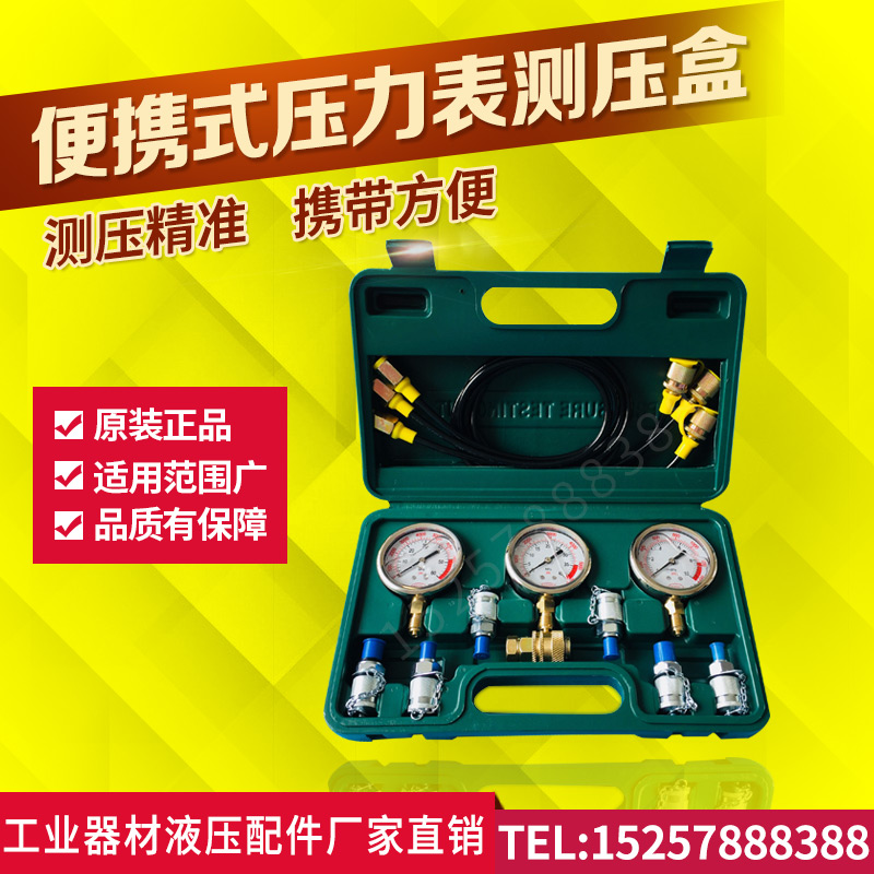 Excavator Pressure Piezometric Pressure Gauge Hydraulic Pilot Pump Test Measurement Combined Meter Portable Pressure Meter Piezometric Kit