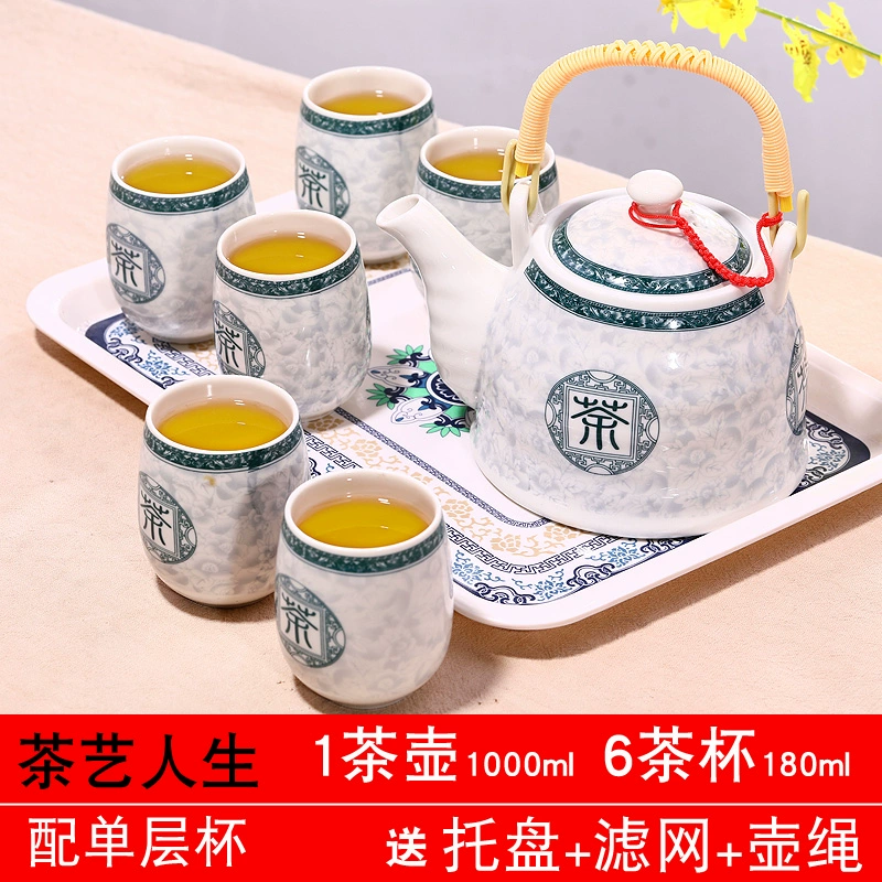 Bộ ấm trà gốm sứ Jingdezhen bộ ấm trà đặt nhà ấm trà đơn giản bộ ấm trà khách sạn hiện đại - Trà sứ bình ủ trà 10l