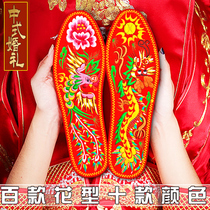  New winter wedding celebration embroidered insoles finished mens and womens cotton semi-handmade non-cross-stitch sweat-absorbing deodorant breathable