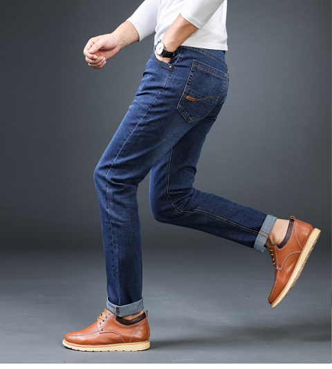 Mùa thu và mùa đông quần jeans cạp cao nam thanh niên lỏng lẻo quần thun lưng cao cộng với phân bón quần XL nam 42 quần tây