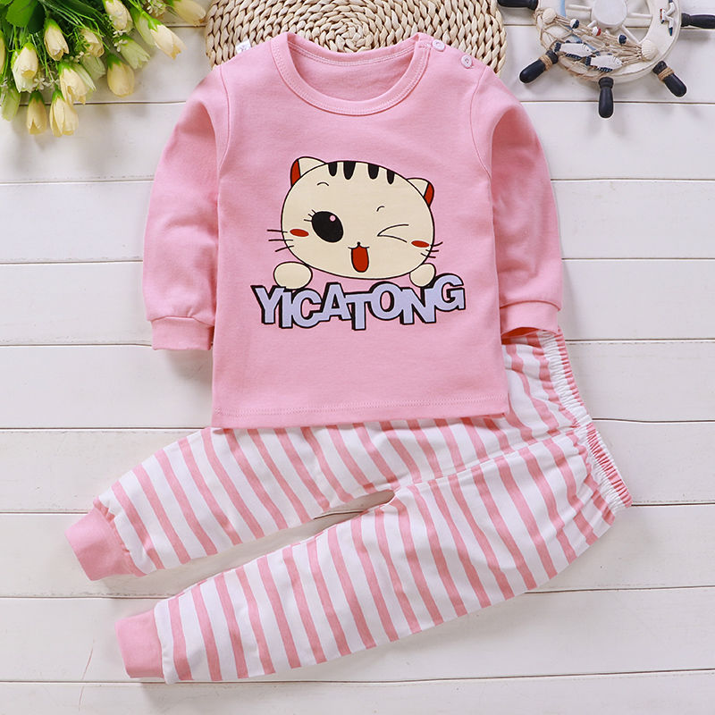 New childrens bông đồ lót mùa thu quần áo bộ 0-6 tuổi bé trai và bé gái bộ pajama quần áo trẻ em mùa xuân và mùa thu.