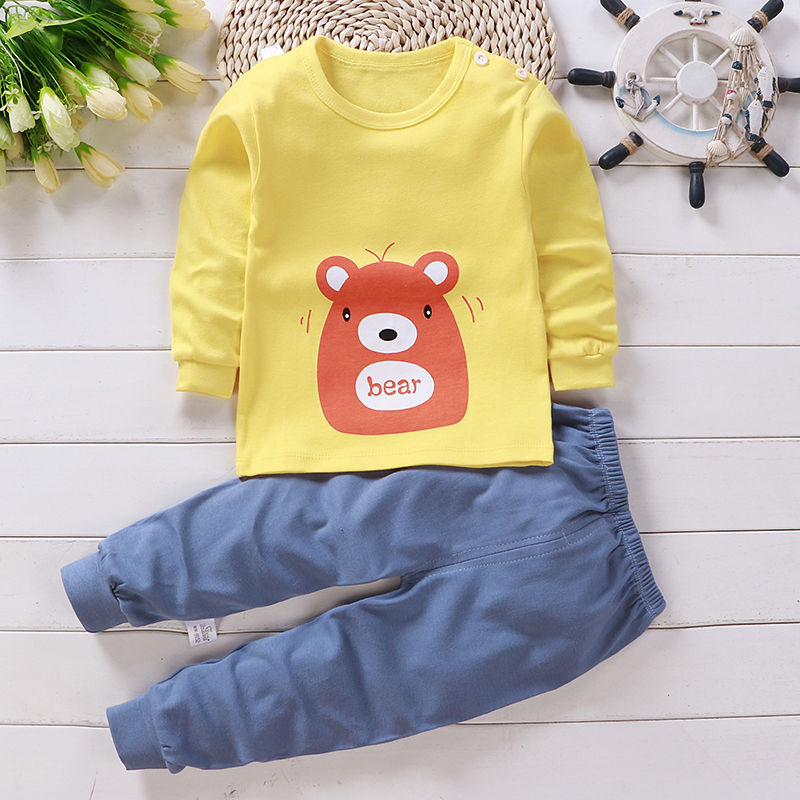 New childrens bông đồ lót mùa thu quần áo bộ 0-6 tuổi bé trai và bé gái bộ pajama quần áo trẻ em mùa xuân và mùa thu.