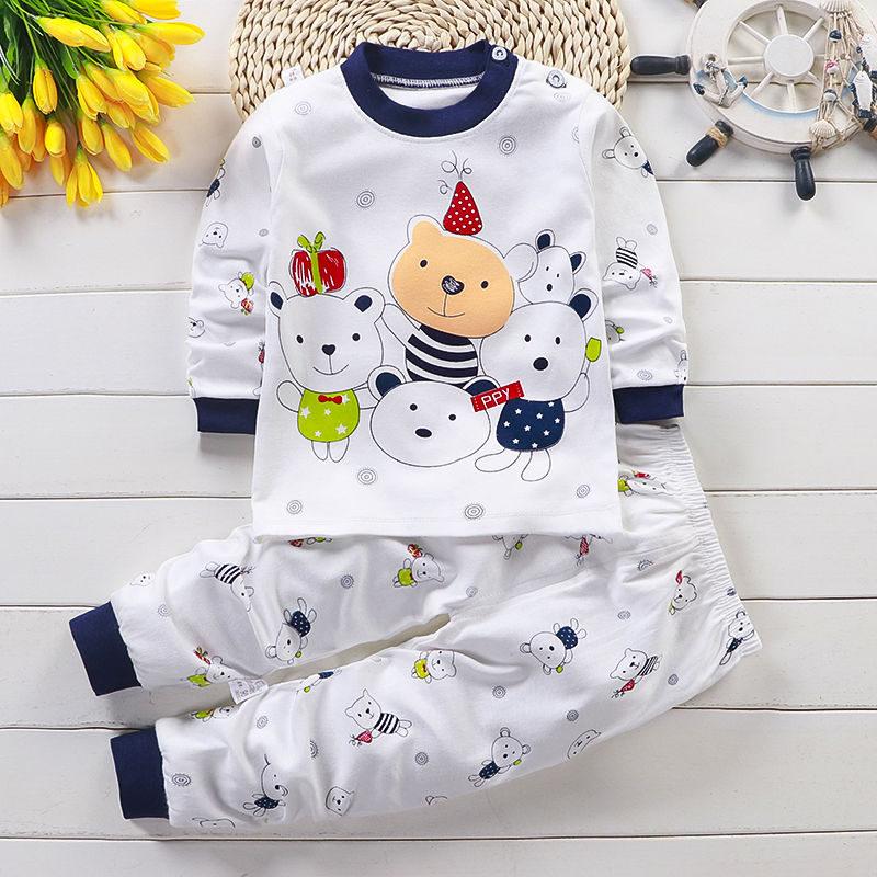 New childrens bông đồ lót mùa thu quần áo bộ 0-6 tuổi bé trai và bé gái bộ pajama quần áo trẻ em mùa xuân và mùa thu.