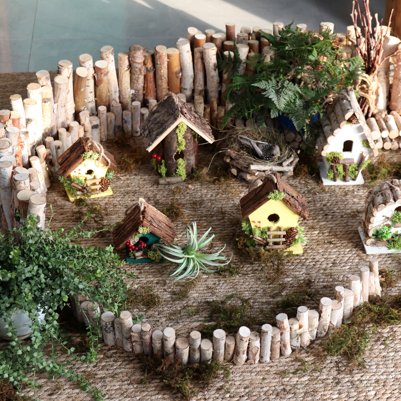 Birch small fence indoor garden courtyard small fence decoration decoration micro landscape landscaping fence solid wood outdoor
