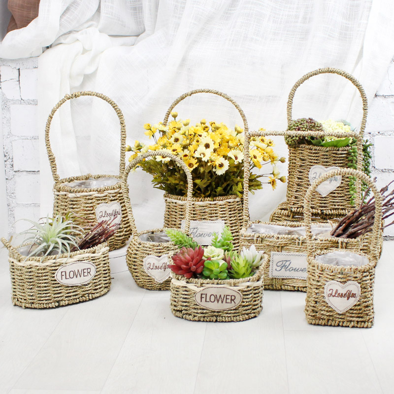 Eurostyle Creative Hand Flower Basket Willow choreograpes Woven Blue multi-meat small flower pots by hand