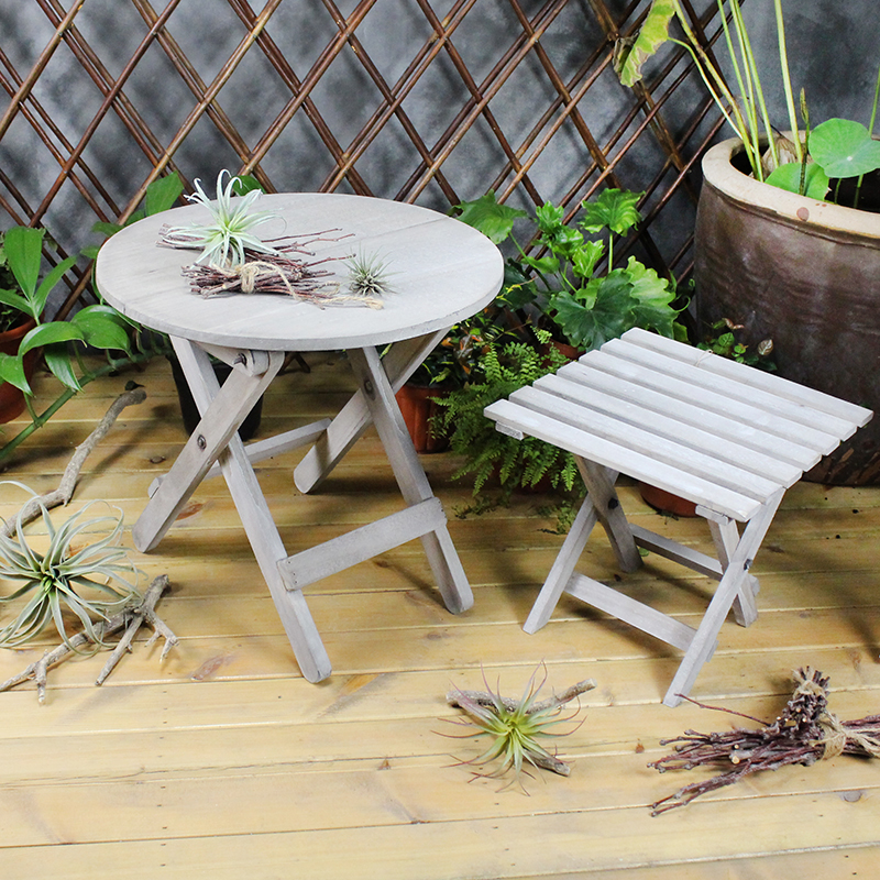 American Countryside Solid Wood Folding Table Balcony Garden Garden Gardening Retro Making Old Coffee Round Table Shop Window Decoration Flower Racks