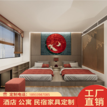 A full set of hotel furniture simple homestay apartment hotel bed wardrobe new custom standard room standard double tatami bed frame