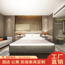 Five-star hotel furniture 1 8 meters soft pack bed full set custom apartment hotel standard TV frame background direct sales
