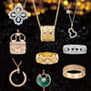 Customized necklace ring kaleidoscope four-leaf clover diamond pendant gourd fan-shaped nail bag coco note diamond ring