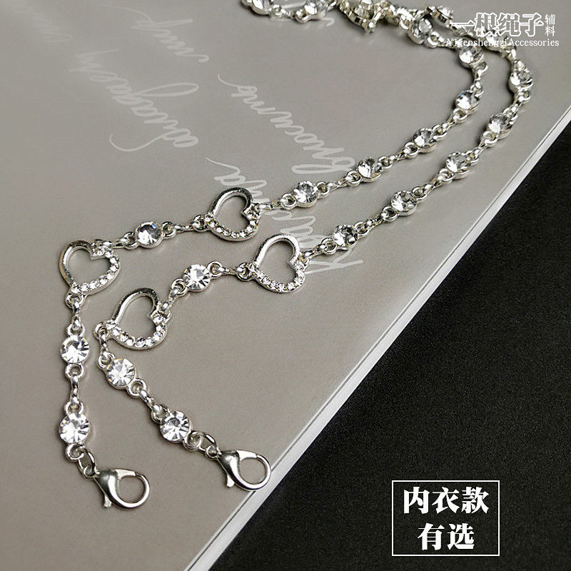 Underwear Shoulder Strap Removable Fashion Exposed Shoulder Smear Skirt Harness Metal Water Drill Decorative Chain Bra With Accessories-Taobao