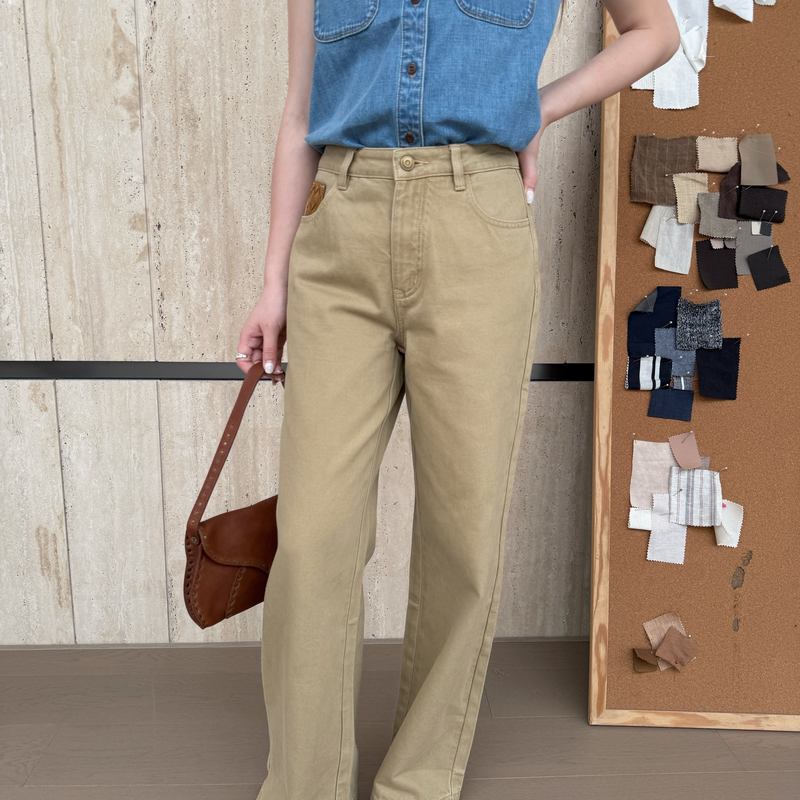Onivintage Ouni-26 Summer New Minimalist Patchwork Leather Straight-Leg Jeans Oh262J9856
