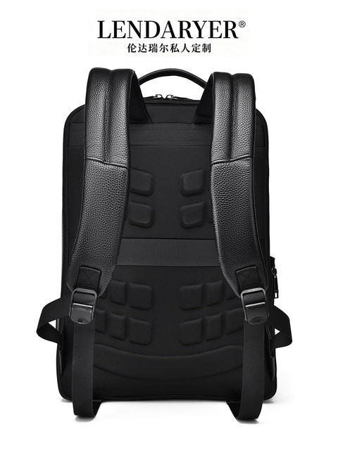 Lendaryer Business Backpack Men's Genuine Leather Large-Capacity Backpack for Travel, Work, and Travel, Multi-Functional Computer Bag